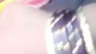 Busty Desi XXX housewife showing her big melons on video call with husband