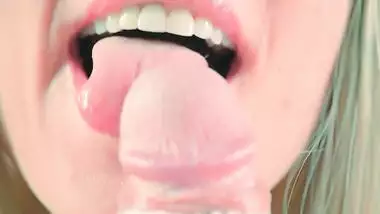 Good morning close up tongue teasing Blowjob