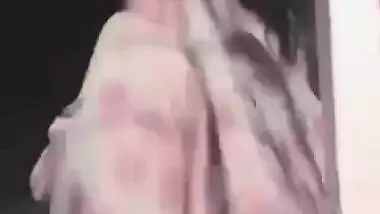 Cute Babe Stripping Nude showing Naked Boobs and shaved Pussy to lover