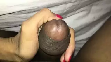 Horny Desi wife strokes husband's erect XXX cock during chudai in bed