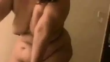 Huge boobs mommy walking naked in bedroom after fuck