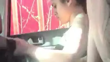 Sexy Girl sucking and fucking with BF in car before going to work