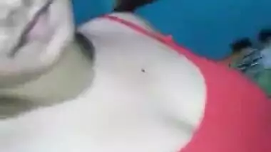 Bengali hot girl Sangita Bhowmik showing and playing her big boobs for bf