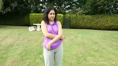 Trying not to get caught stripping, flashing and fucking in a public park - POV Sexy Jill